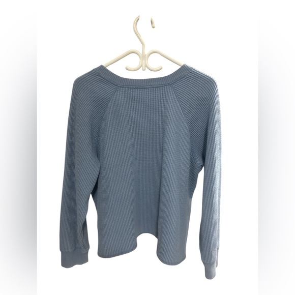 Old Navy Blue Waffle Knit Henley Sweater - Picture 2 of 2